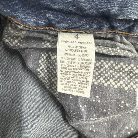 Y2K American Eagle Capri Jeans Womens Size 4 Dark Blue Low Rise Crop Whisker - Picture 3 of 11